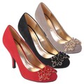 Journee Collection Women's 'Erin' Sueded Round Toe Embellished Pumps