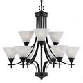 Transitional 9 light Chandelier in English Bronze