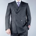 Mantoni Men's Classic Fit Black Double Breasted Wool Suit