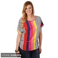 Tressa Designs Women's Contemporary Plus Striped Tie-Waist Top