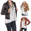 Journee Collection Juniors Crinkled Zippered PVC Leather Jacket