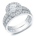 Auriya 14k White Gold 2 1/4ct TDW Certified Diamond Bridal Ring Set (H-I, SI1-SI2)