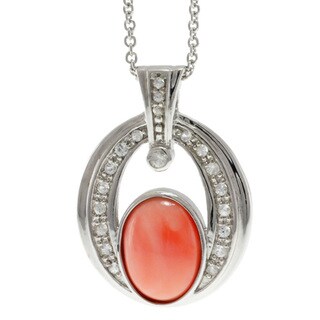 Michael Valitutti Coral and White Sapphire Pendant Necklace
