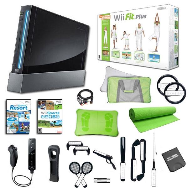 Nintendo Wii Black Holiday Bundle With Wii Fit Plus Yoga Mat And