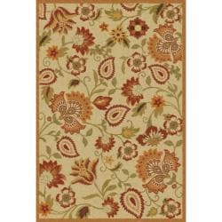 Handmade Blossom Paisley Beige Wool Rug (8' x 10')