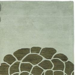 Handmade Soho Botanical Light Grey New Zealand Wool Rug (6' x 9')