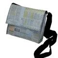Recycled Plastic 'Shloka Newsprint' Shoulder Bag (India)