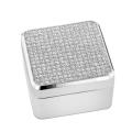 Glitter-top Square Silvertone Nickel Velvet-lined Jewelry Box