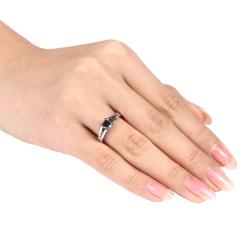 Miadora Sterling Silver 1/2ct TDW Black Diamond  Ring