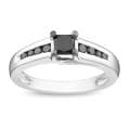 Miadora Sterling Silver 1/2ct TDW Black Diamond Ring