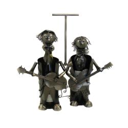Art Deco Guitar Players Double Caddy Wine Bottle Holder