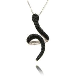 Sterling Silver Black Diamond Accent Snake Necklace
