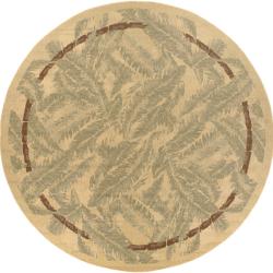Picnic Tan Botanical Indoor/Outdoor Rug (7'3 Round)