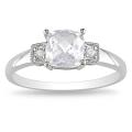 Miadora 10k White Gold Created White Sapphire and Diamond Accent Ring