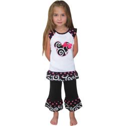 Ann Loren Girl's Polka Dot Mouse Capri Set