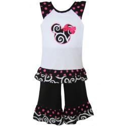 Ann Loren Girl's Polka Dot Mouse Capri Set