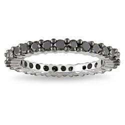 Miadora Sterling Silver 1ct TDW Black Diamond Eternity Ring