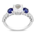 Miadora 10k White Gold Created Sapphire and 1/6ct TDW Diamond Ring (G-H, I2-I3)