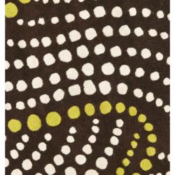 Handmade Soho Waves Brown New Zealand Wool Rug (6' Round)