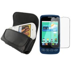 Leather Case with Magnetic Flap/ Screen Protector for LG LS670 Optimus S
