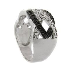 Sterling Silver Black Diamond Accent Braided Design Ring