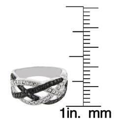 Finesque Sterling Silver Black Diamond Accent Braided Design Ring