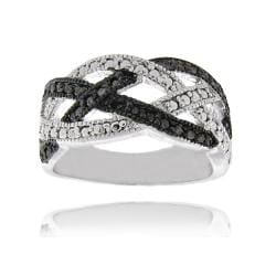 Sterling Silver Black Diamond Accent Braided Design Ring