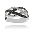 Sterling Silver Black Diamond Accent Braided Design Ring