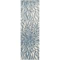 Hand-tufted Contemporary Blue/White Floral Brooklyn New Zealand Wool Abstract Rug (2'6 x 8')
