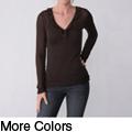 Everyday Junior's Solid Ruffled Neck Long Sleeve Top