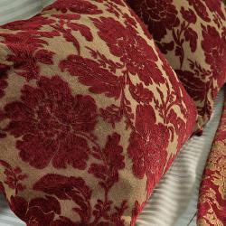 Burgundy Floral Chenille King-size Coverlet Set