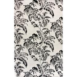 Handmade Alexa Modern Premium Wool Grey Tropical Palms Rug (7'6 x 9'6)