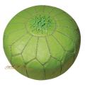 Leather Lime Green Pouf Ottoman (Morocco)