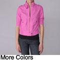 Ci Sono by Journee Junior's Ruched Half-sleeve Zippered Jacket