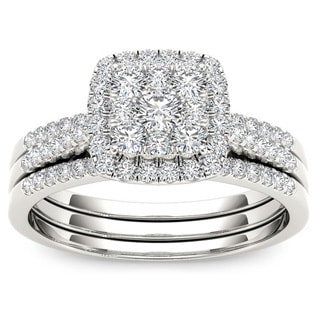 10K White Gold 1/2 TDW Cushion Imperial Diamond Bridal Set