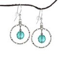 Jewelry by Dawn Aqua Silver Notched Hoop Earrings