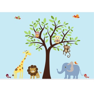 Nursery Wall Art Safari Tree Decal Set