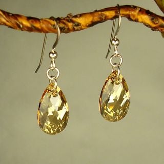 Jewelry by Dawn Golden Shadow  Pear Sterling Silver Earrings