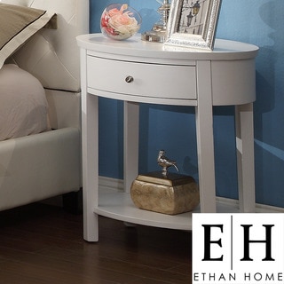 ETHAN HOME Neo Oval White Accent Table Nightstand