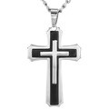 West Coast Jewelry Stainless Steel Black Plated Cross Pendant Necklace