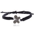 Silver Overlay Marcasite Butterfly Braided String Bracelet