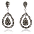Silver Overlay Marcasite Teardrop Dangle Earrings