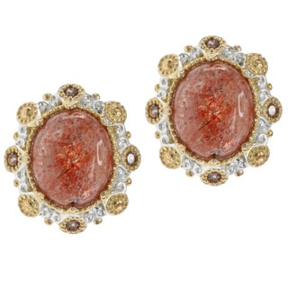 Michael Valitutti Two-tone Sunstone and Chocolate Zircon Earrings