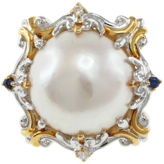 Michael Valitutti Two-tone Mabe Pearl and Sapphire Brooch (15 mm)