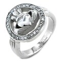 Stainless Steel Cubic Zirconia Claddagh Ring