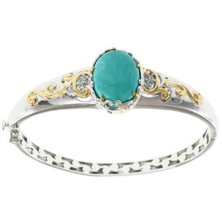 Michael Valitutti Two-tone Kingman Turquoise Hinged Bangle
