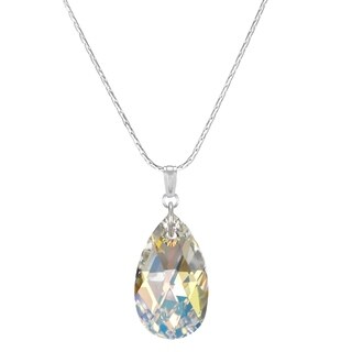 Jewelry by Dawn Large Crystal AB  Pear Sterling Silver Boxed Chain Necklace