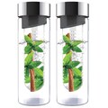 Flavour It Smoke Silver Glass Water Bottle Fruit Infuser 2-pack