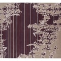 Indo-Tibetan Abstract Dark Ivory Wool Blend Rug (5'6 x 8'6)