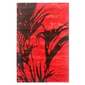 Indo-Tibetan Abstract True Red Wool Blend Rug (5'6 x 8'6)